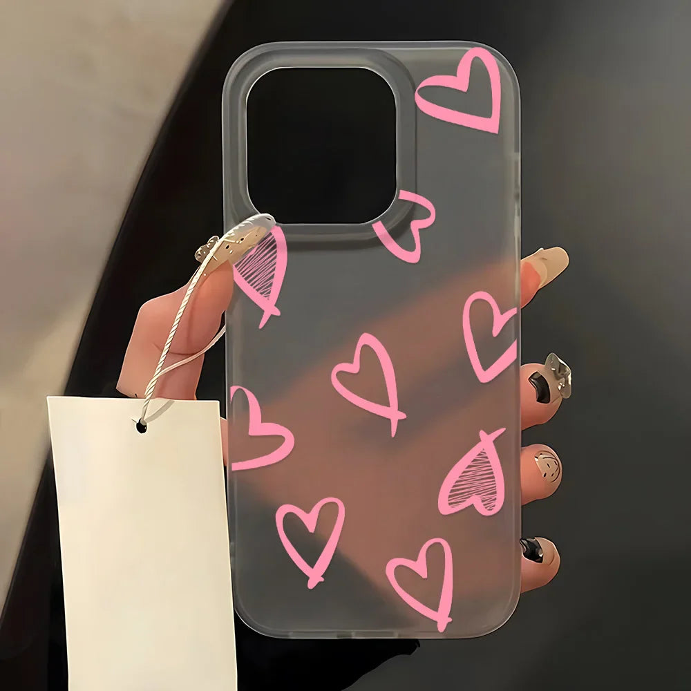 Cute Flower Love Heart Phone Case For iPhone
