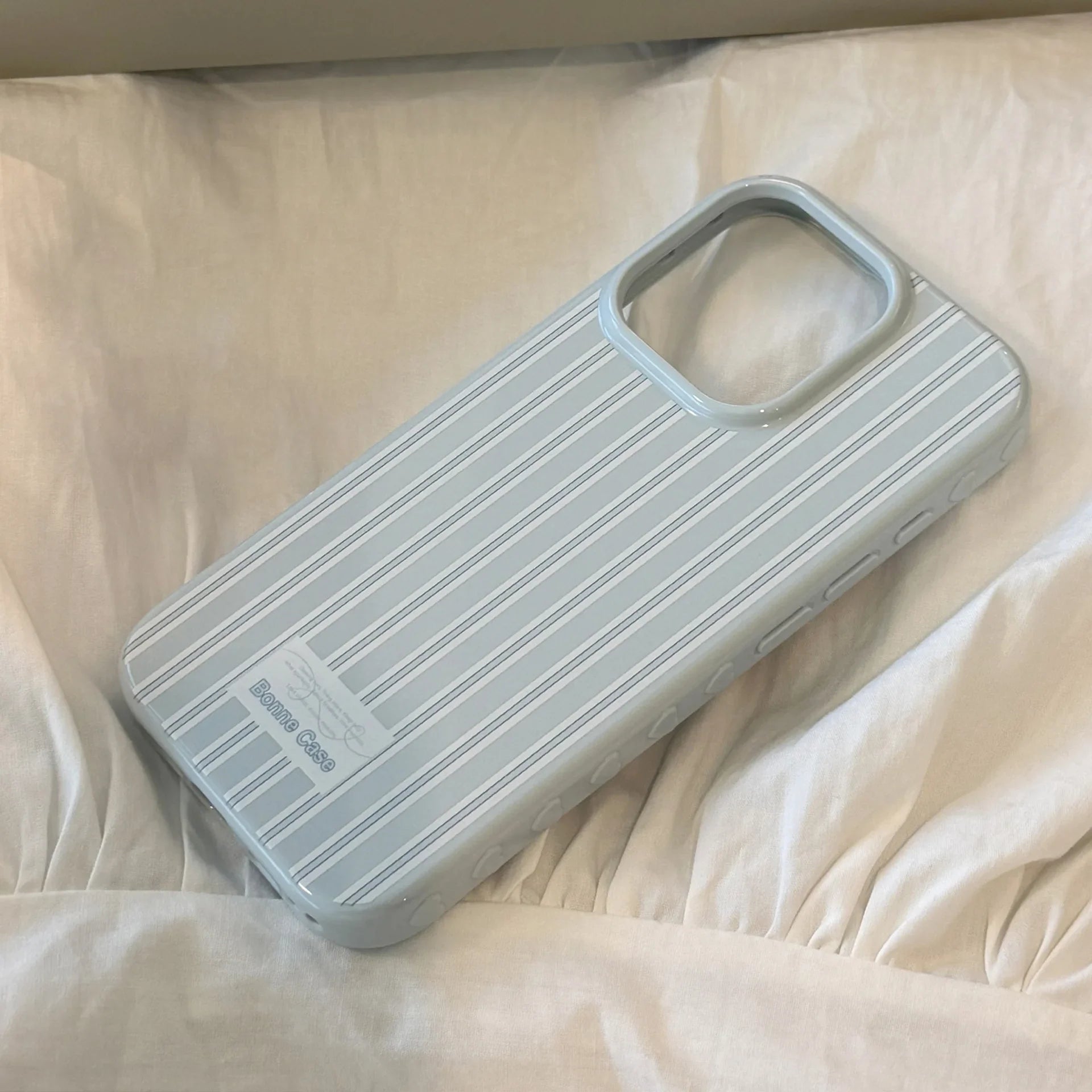 Korean Cute Blue Striped 3D Sliver Bowknot Bracket Soft Phone Case For iPhone