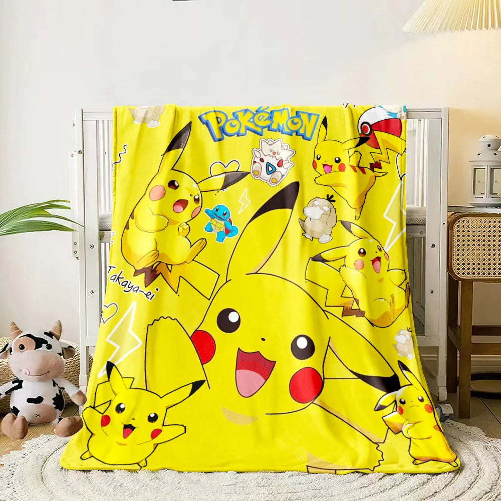 Pokemon Flannel Blanket Soft HD Printed Throw for Sofa & Camping