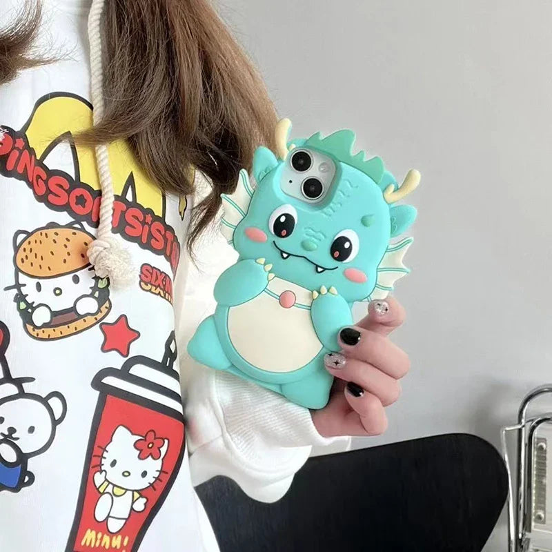 Kawaii 3D Cartoon Big Dinosaur Phone Case