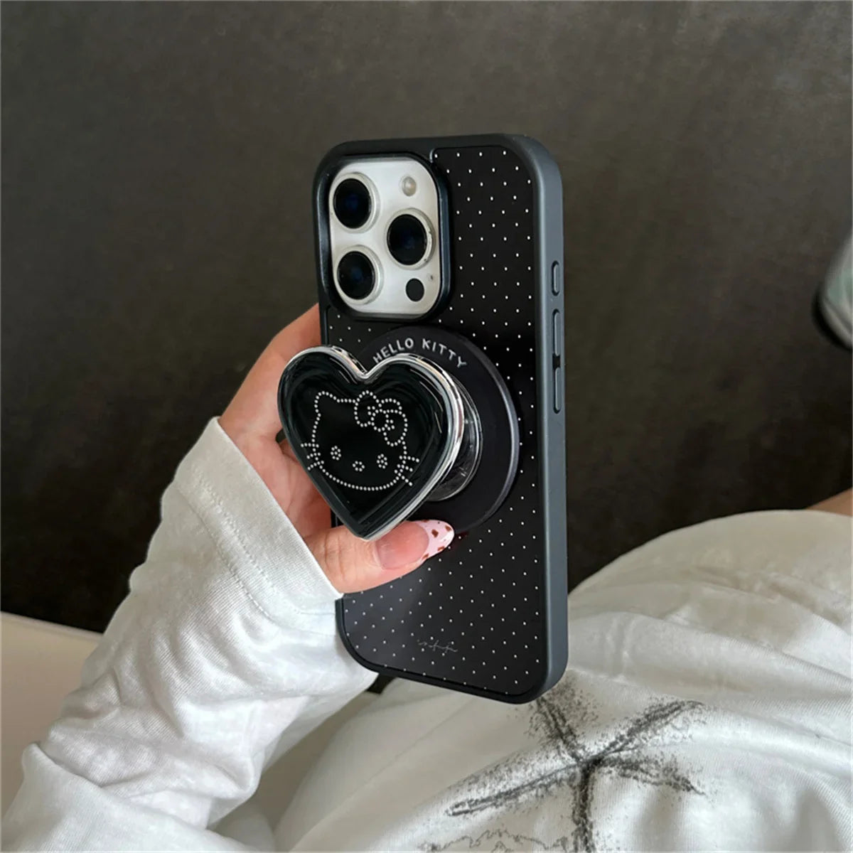 Simple Black Polka Dot Magnetic Phone Case For iPhone