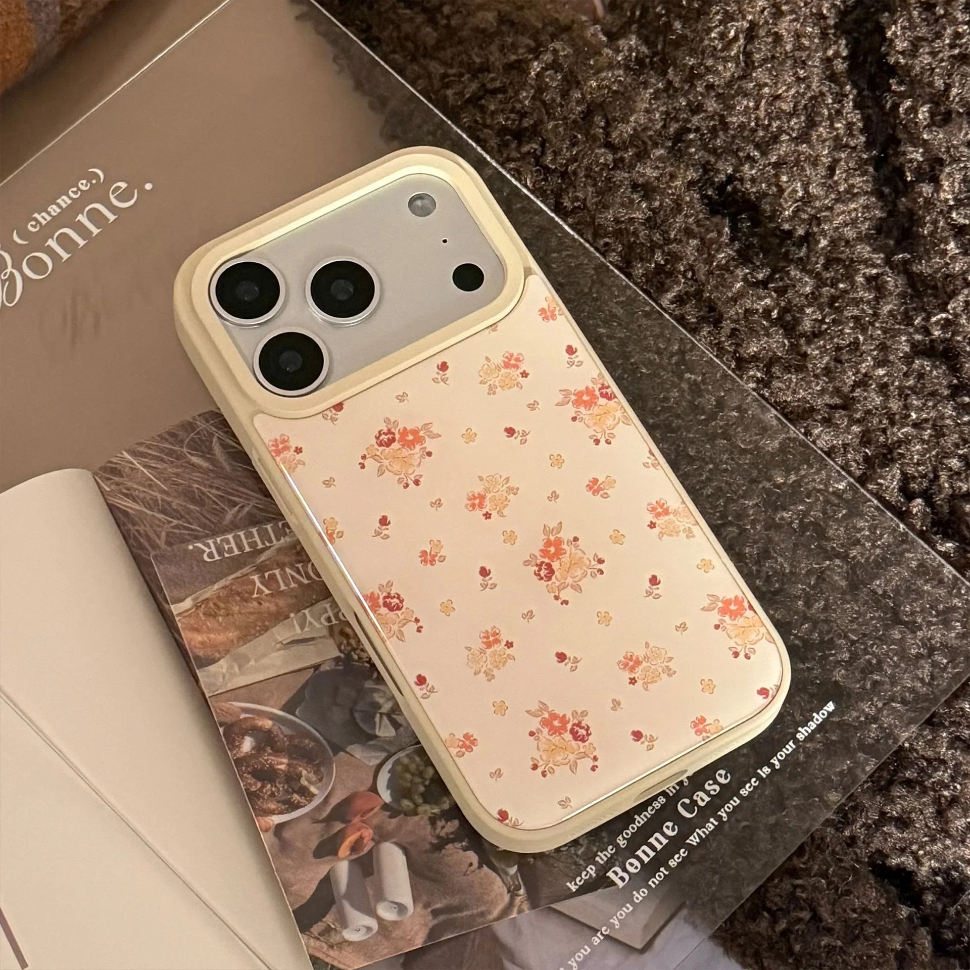 Korean Autumn Full Screen Flowers Drop Glue Phone Case For iPhone