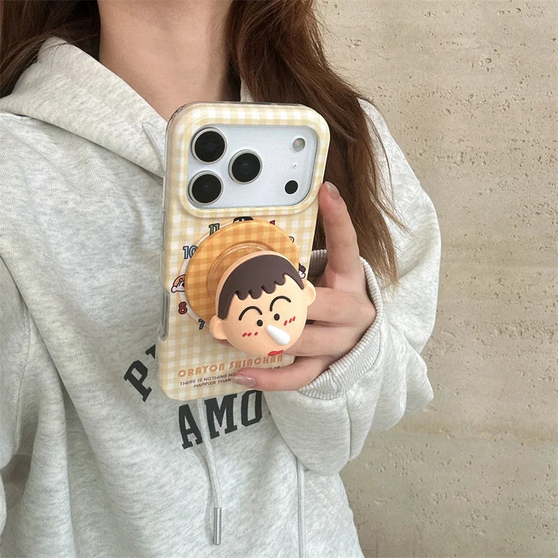 Korean Cute Clock Plaid Pattern Magnetic Phone Case For iPhone