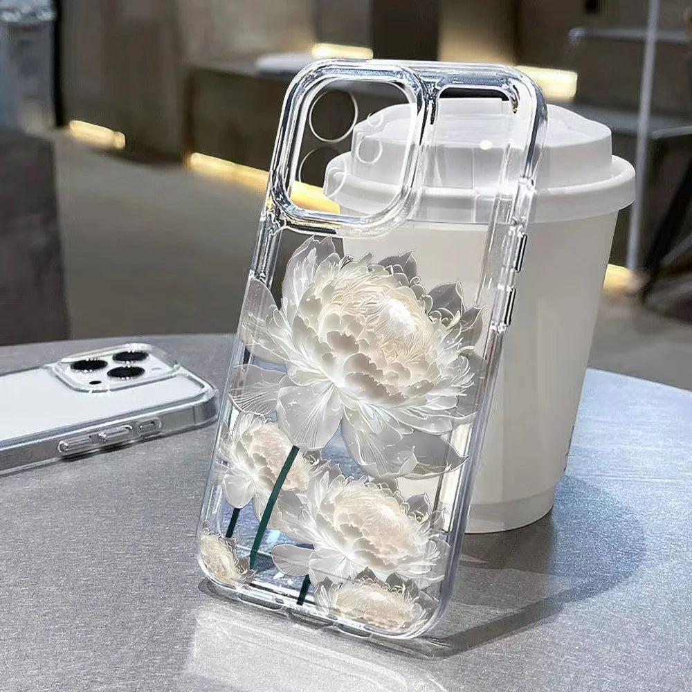 Lotus Flower Transparent Phone Case For iPhone