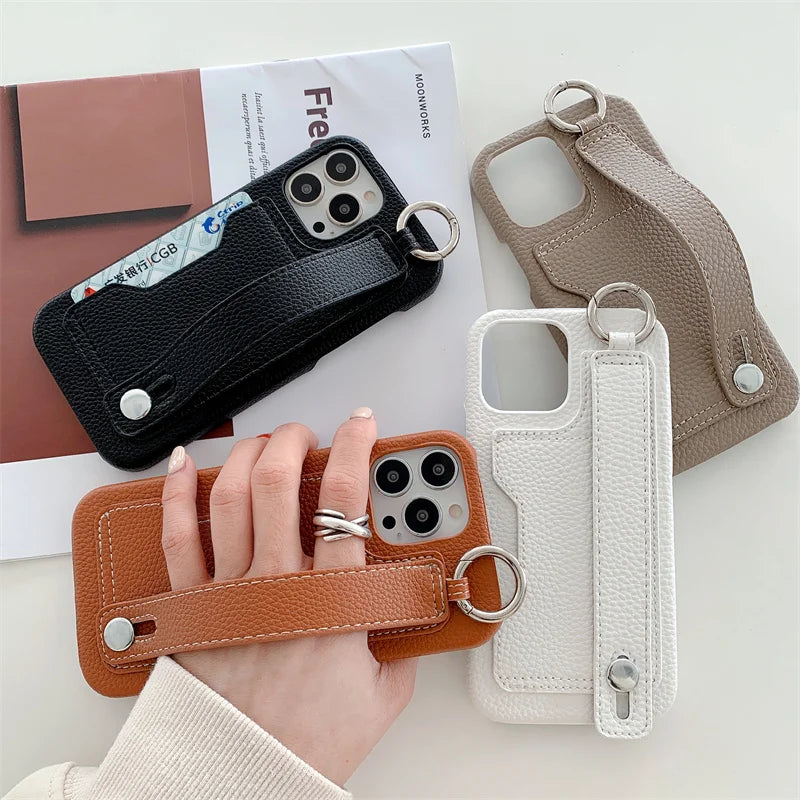 Cute Card Slot Bag Wristband Phone Holder Case For iPhone