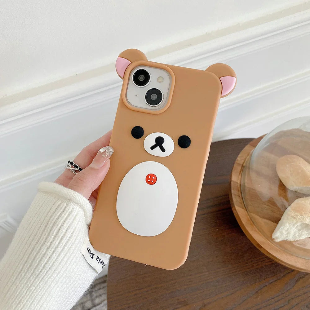 Fashion Cute Cartoon Rilakkuma Bear Soft Silicone Phone Case