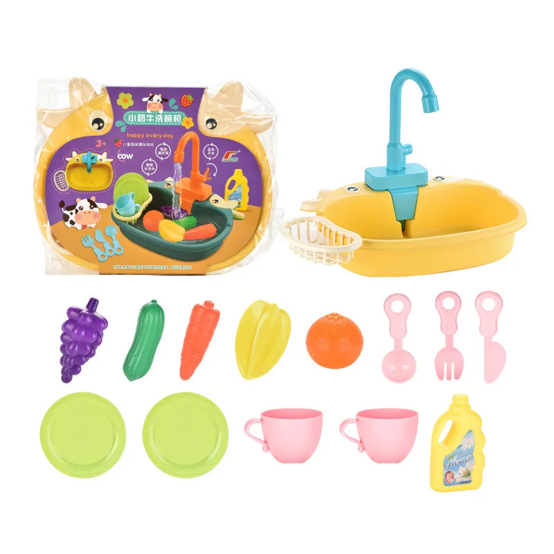 Electric Kitchen Sink Toy – Pretend Play Dishwasher Set