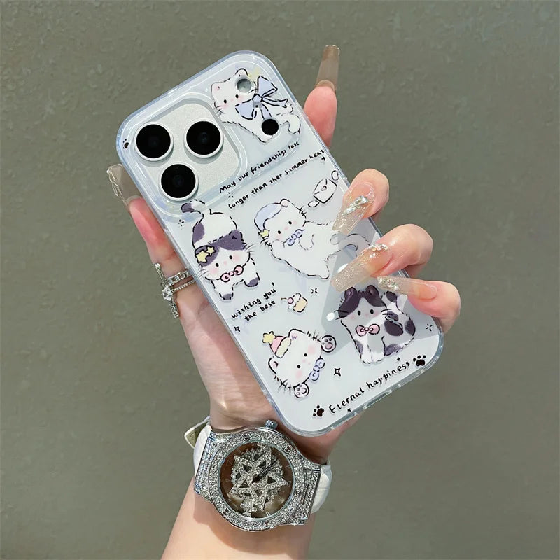 Korean Cute Cartoon Cat Phone Case For iPhone