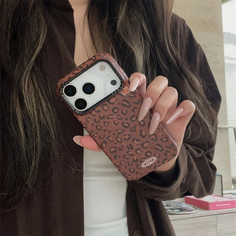 Fashion Brown Leopard Print Magnetic Phone Case For iPhone