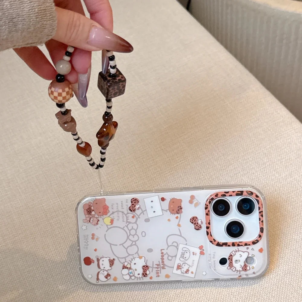Double Layer White Background Leopard Print KT Is Suitable For iPhone