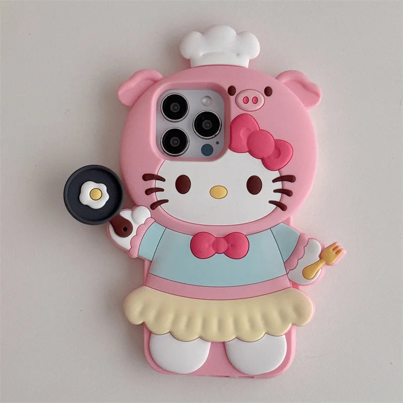 Korean Cute Cartoon Hello Kitty Pig Chef Phone Case For iPhone
