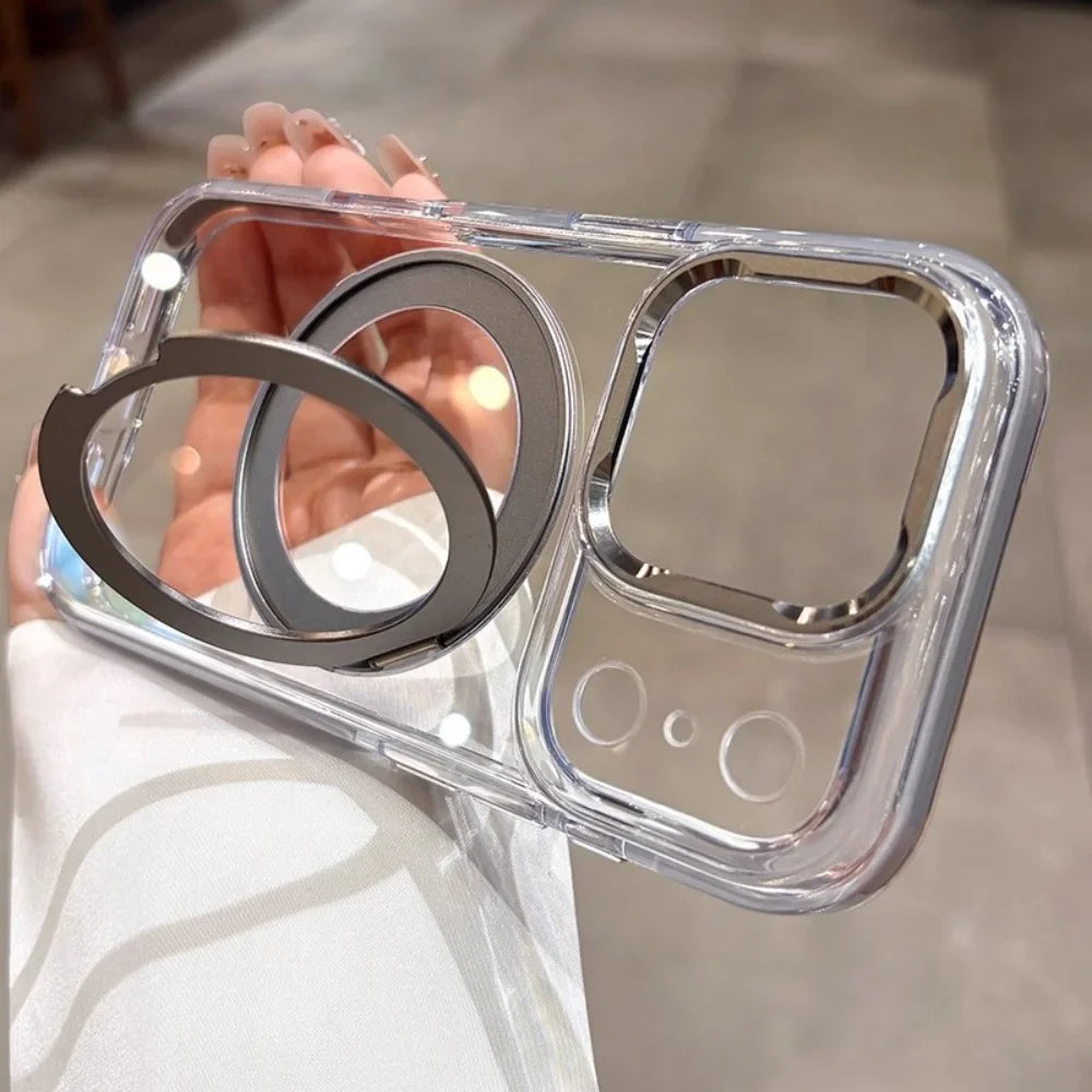 Luxury Plating Ultra Thin Clear For Magsafe Bracket Case for iPhone