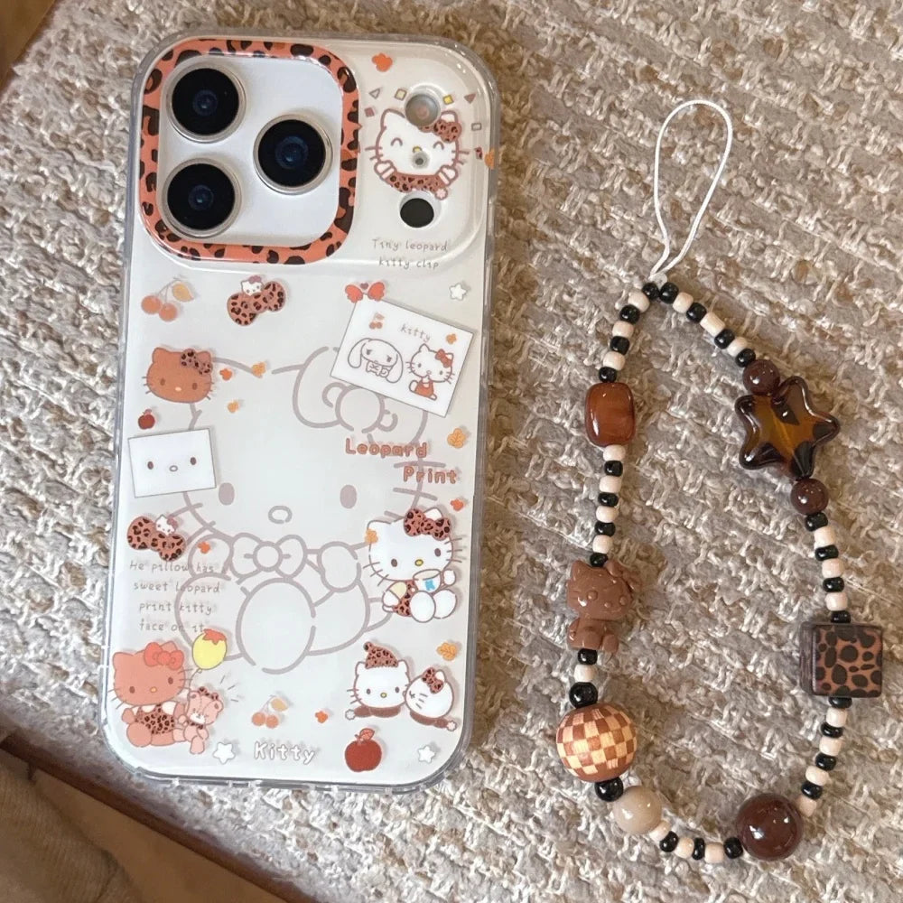 Double Layer White Background Leopard Print KT Is Suitable For iPhone