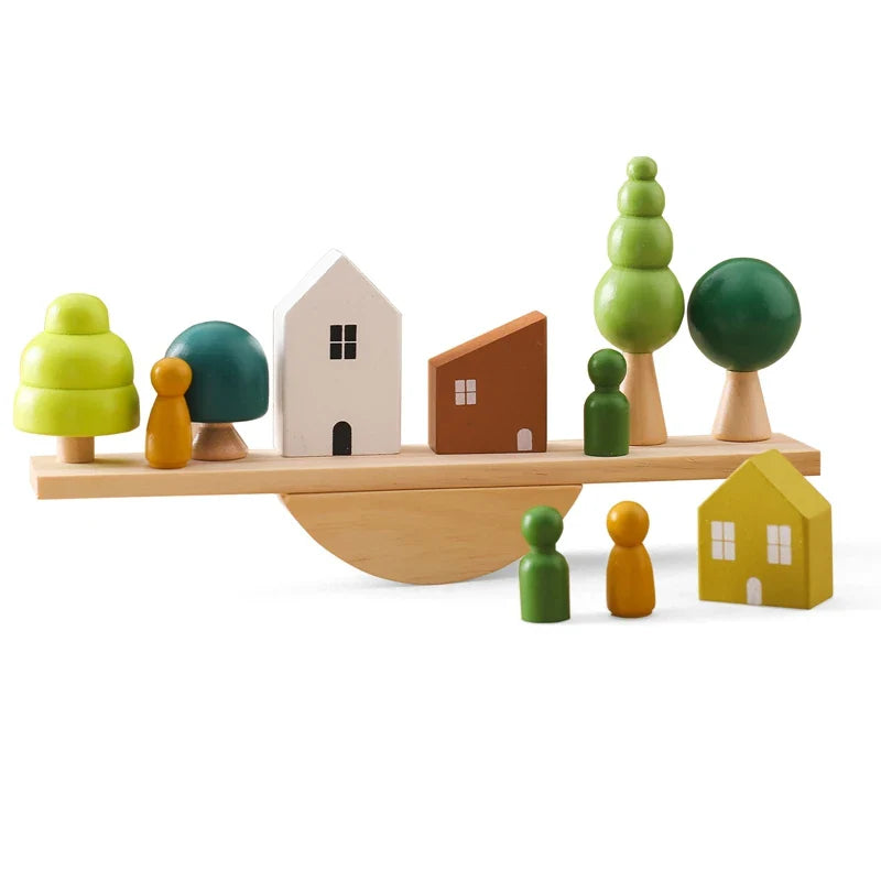 Wooden Objects Balance Board – Stacking & Threading Toy