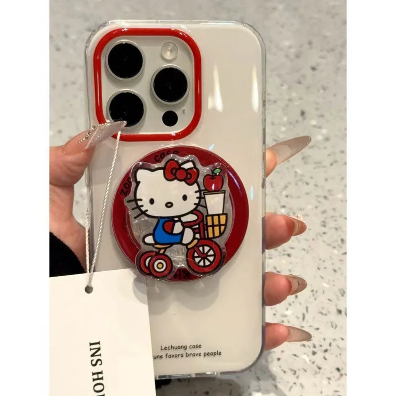 The Phone Case With The Cute Hello Kitty Magnetic Stand is Suitable For iPhone