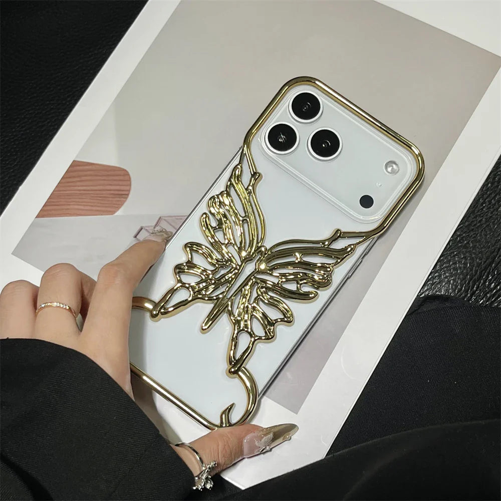 Plating Hollow Butterfly Pattern Case For iPhone