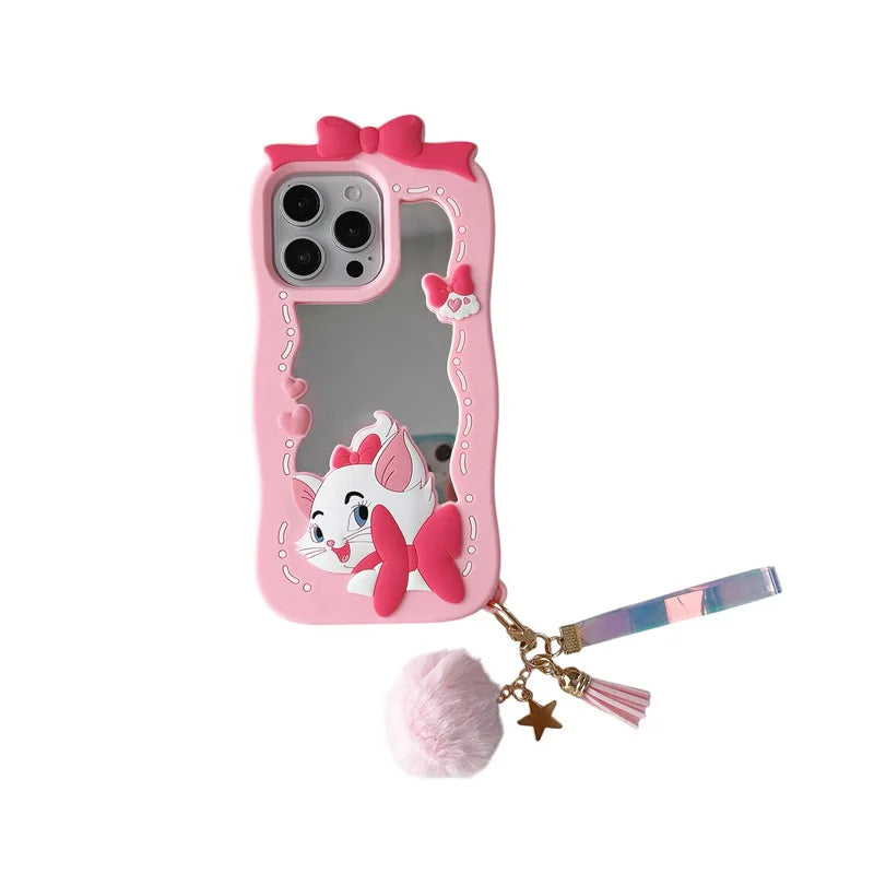 Kawaii Cartoon Cat Silicone Mirro Phone Case For iPhone