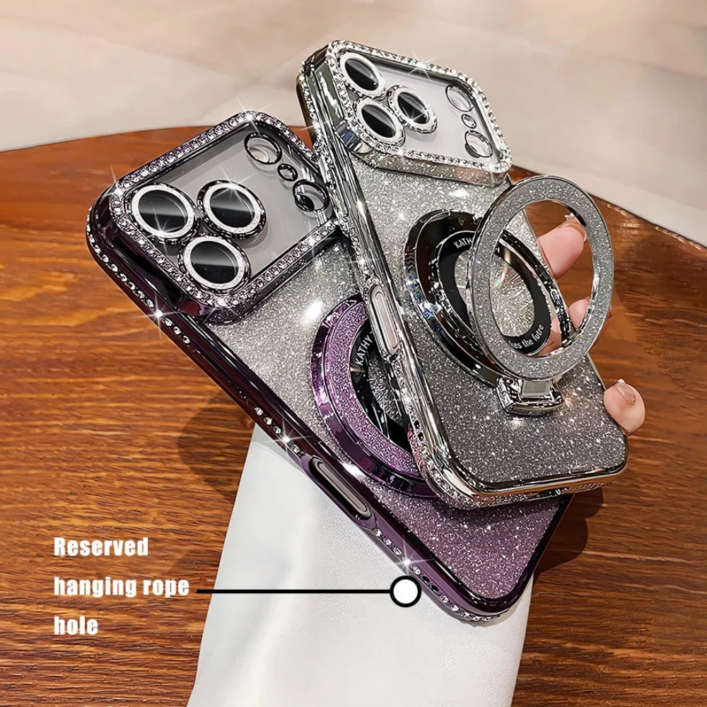 Luxury Plating Diamond Glitter Holder Stand Phone Case For iPhone
