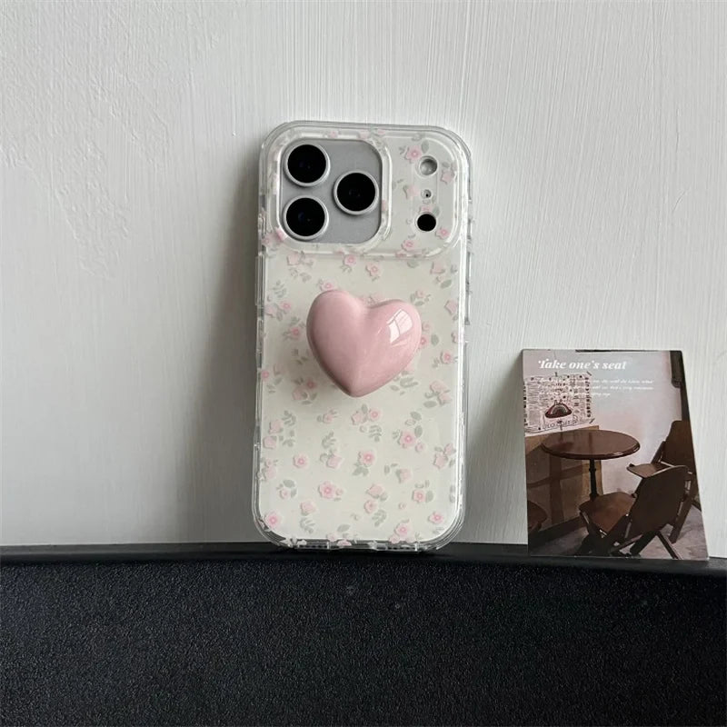 Korean Cute Flower 3D Plush Rabbit Phone Case For iPhone