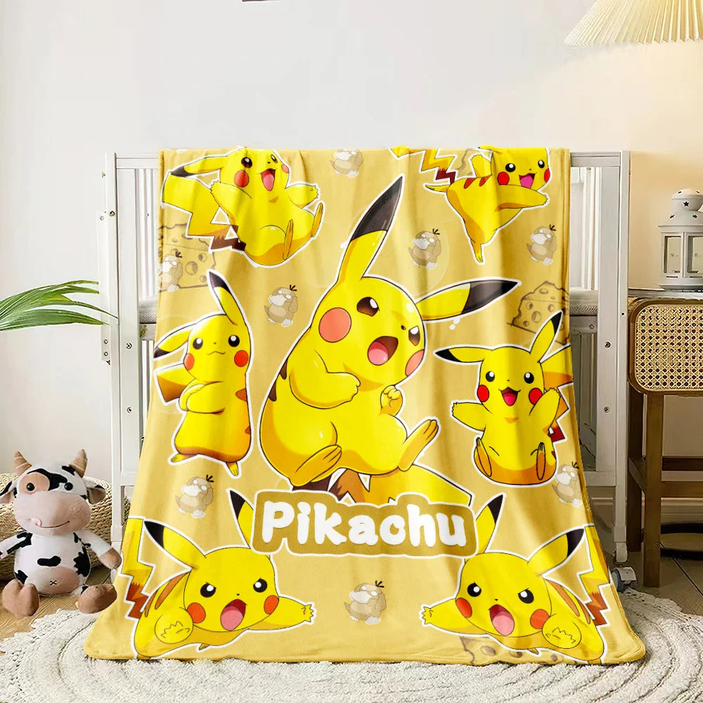 Pokemon Flannel Blanket Soft HD Printed Throw for Sofa & Camping