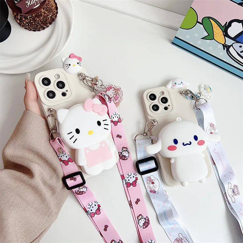 Cute Hello Kitty Cinnamoroll Wallet Phone Case For iPhone