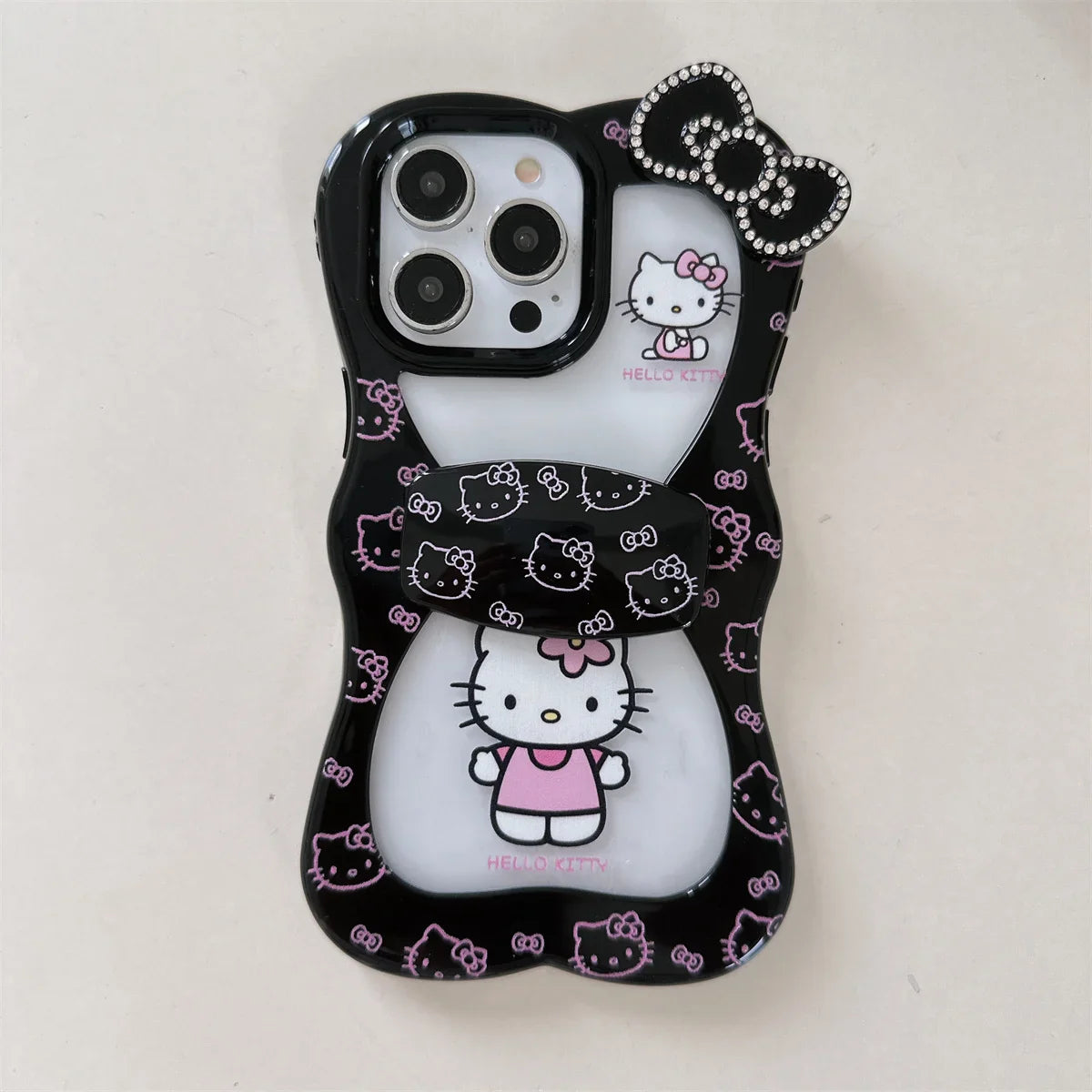 New Black Wind Bow Style Lace Kitty Cat Phone Case For iPhone