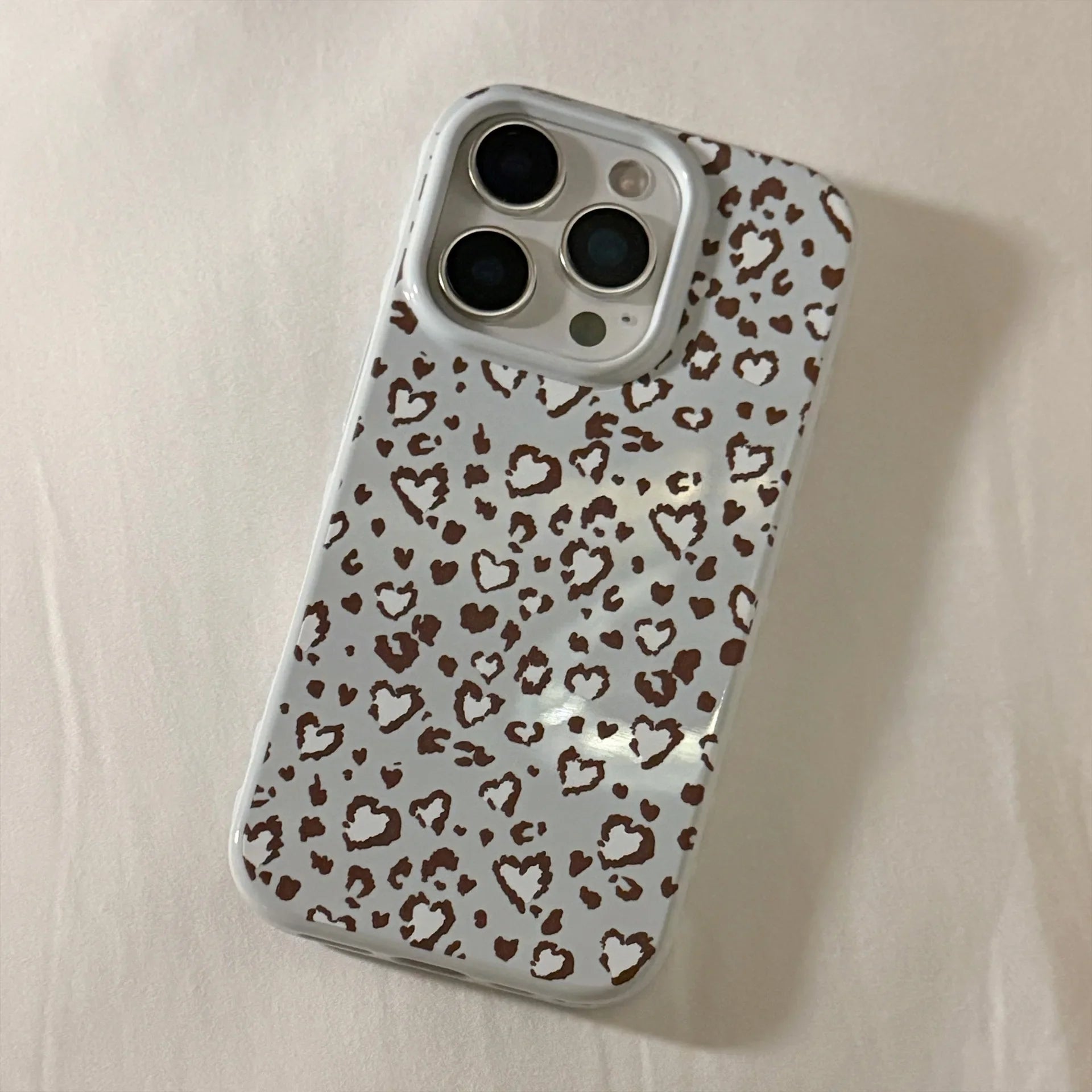 Stylish Retro Blue Leopard Print Love Heart Soft Phone Case For iPhone