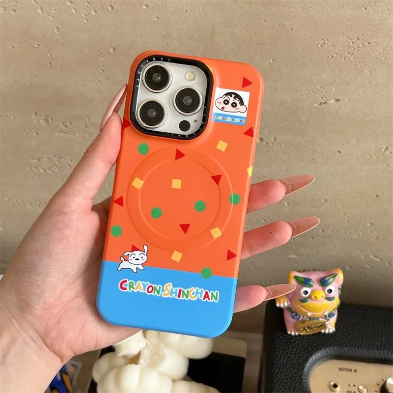 Fashion Geometric Pattern Orange Magnetic Case For iPhone