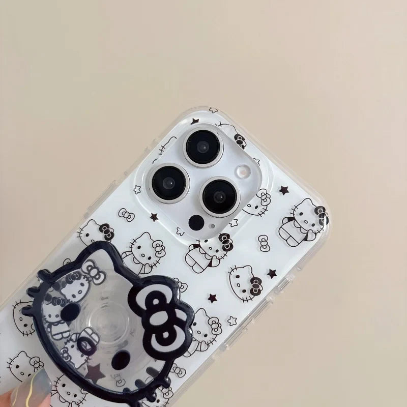 Cute Full Screen Cartoon Star Hello Kitty Cat Phone Case For iPhone