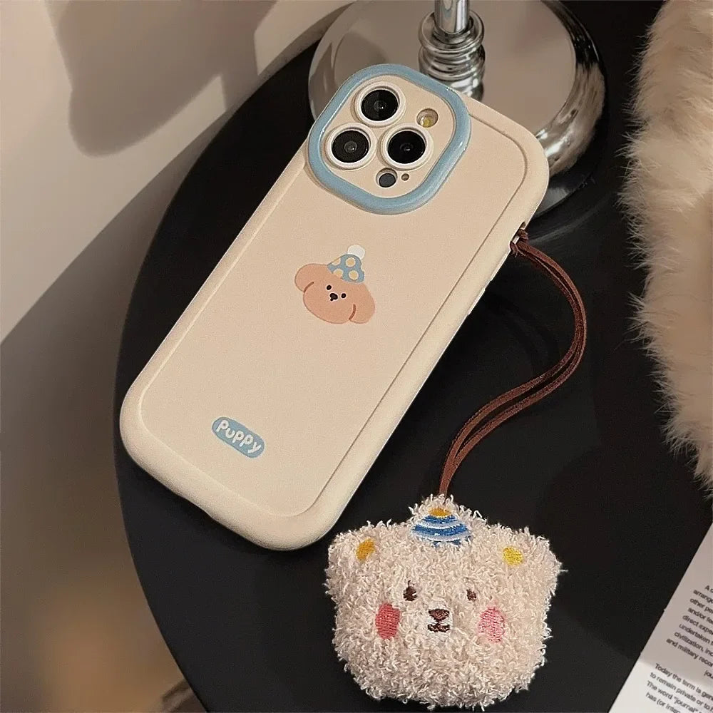 Cute Cartoon Puppy Phone Case Bear Pendant For iPhone