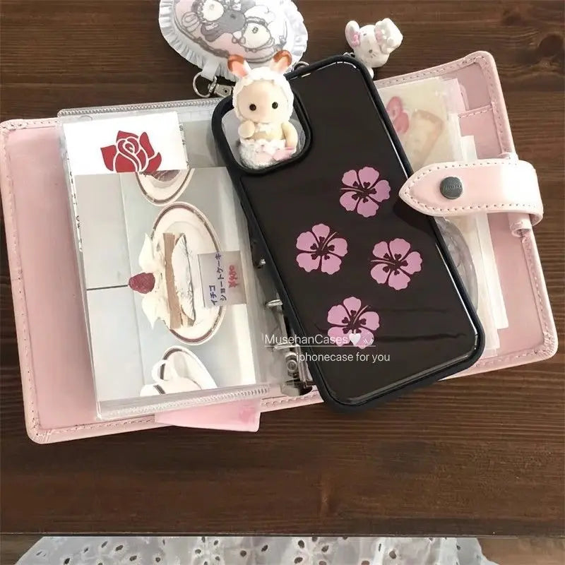 Ancient Fusang Flower Simple Silver Frame Phone Case For iPhone