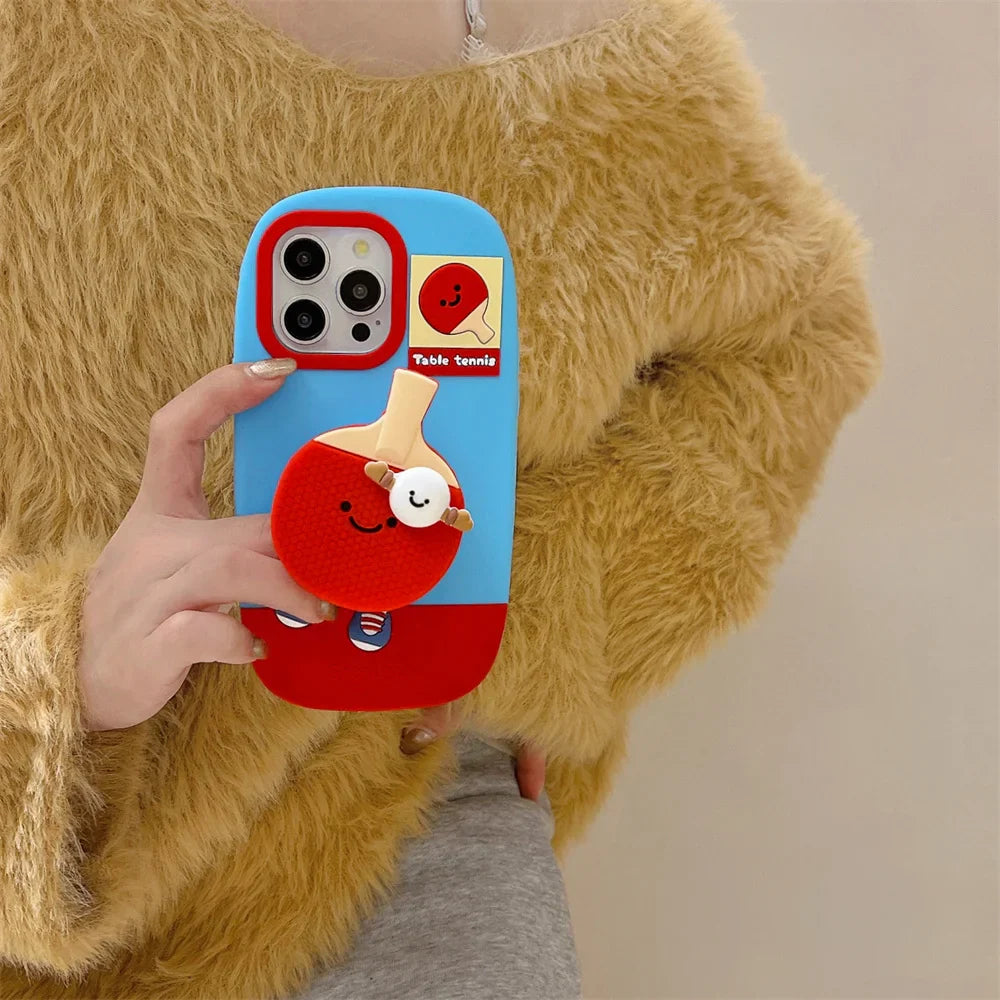 Kawaii 3D Cartoon Badminton Racket Phone Case