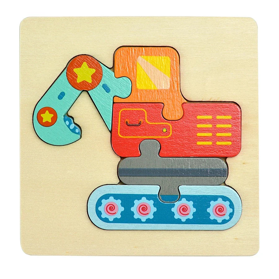 Montessori Wooden Cartoon Animal Puzzles – Early Learning Toy Set