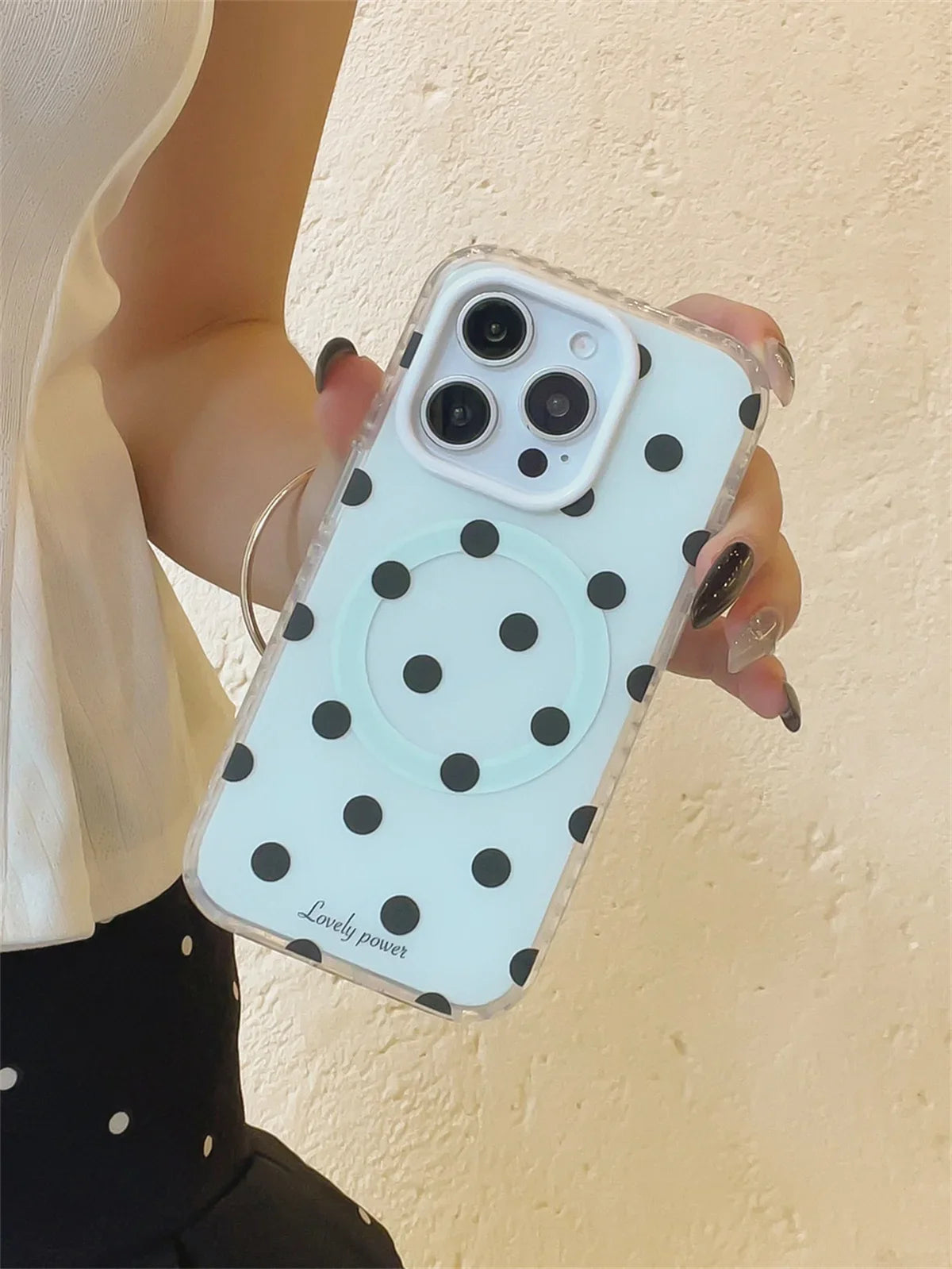 Fashion Simple Pink Polka Dot Magnetic Phone Case For iPhone