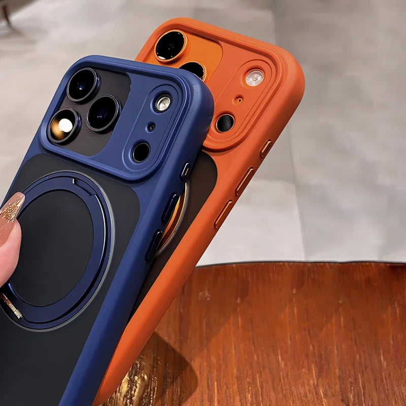 Matte Rotating Bracket Holder Magnetic Phone Case For iPhoneCover