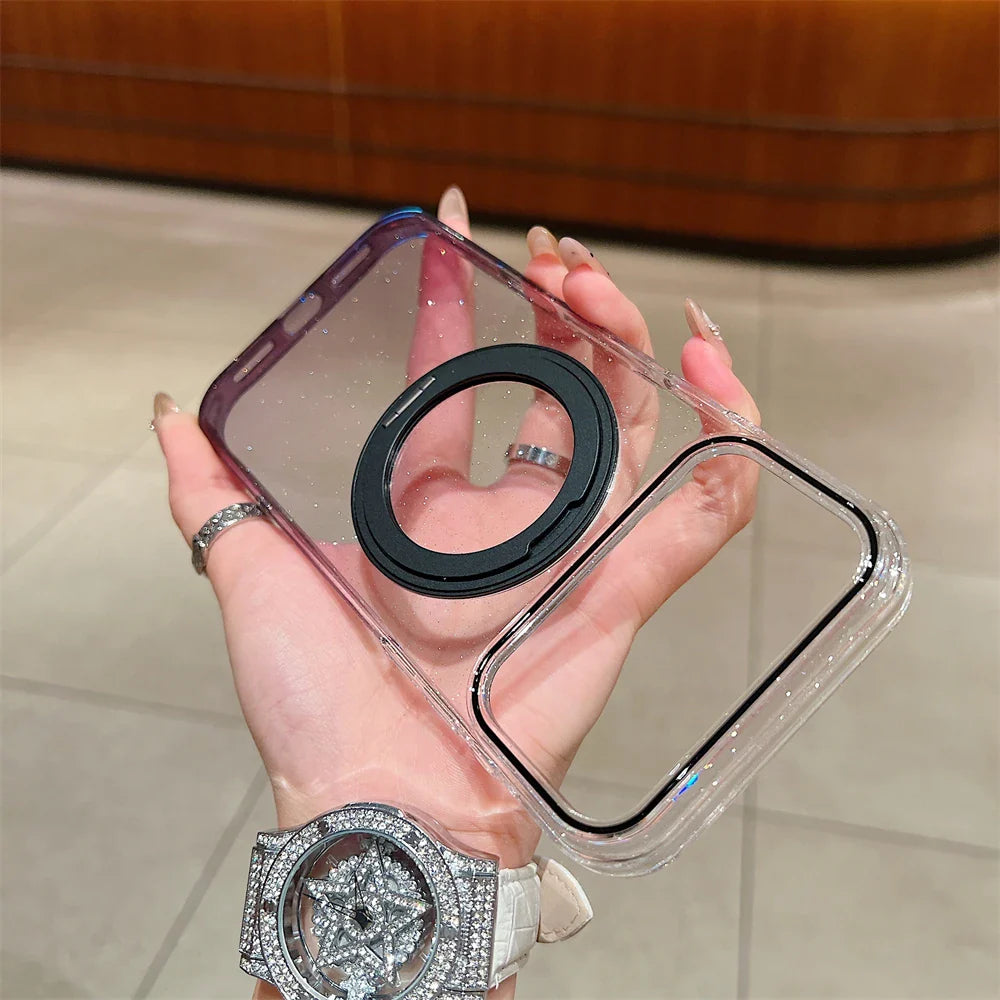 Transparent 360°Rotating Metal Holder Ring Bracket For Magsafe Magnetic Case For iPhone