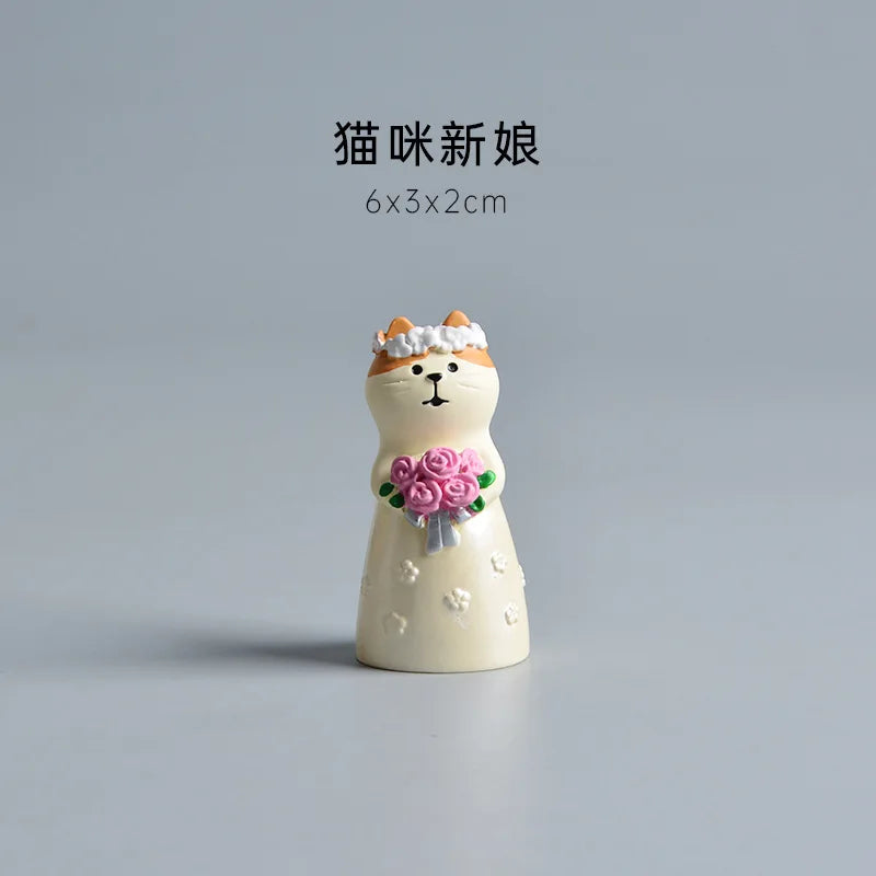 Japanese Cat Statue Miniature Fairy Garden Decor