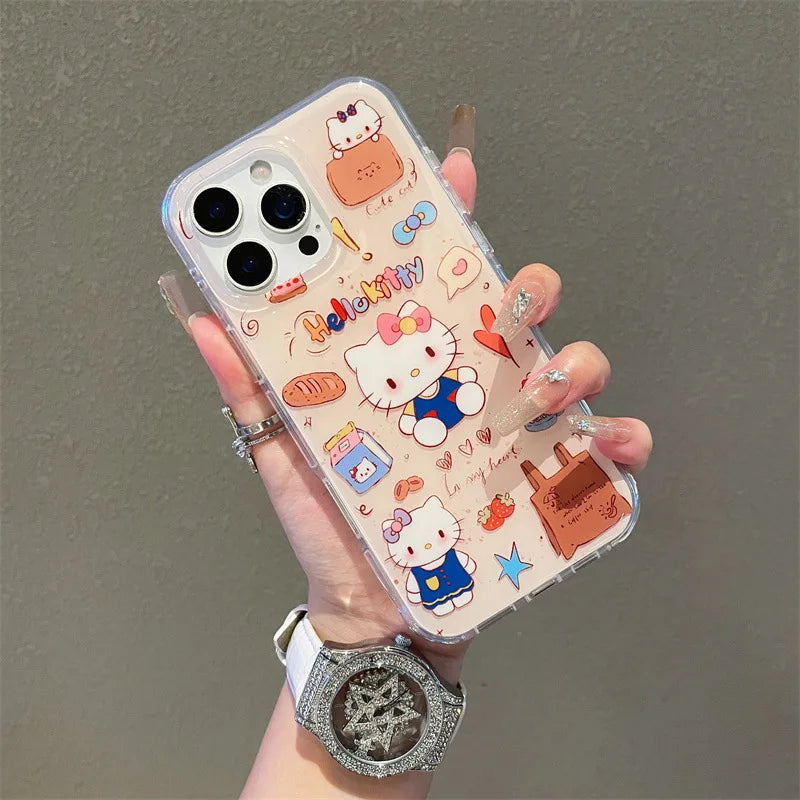 Korean Cute Cartoon Hello Kitty Bowknot Rotate Bracket Phone Case For iPhone