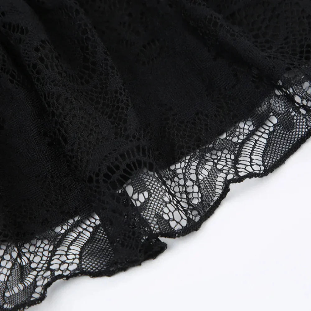 Goth Theme Lace Trim Mini Skirt