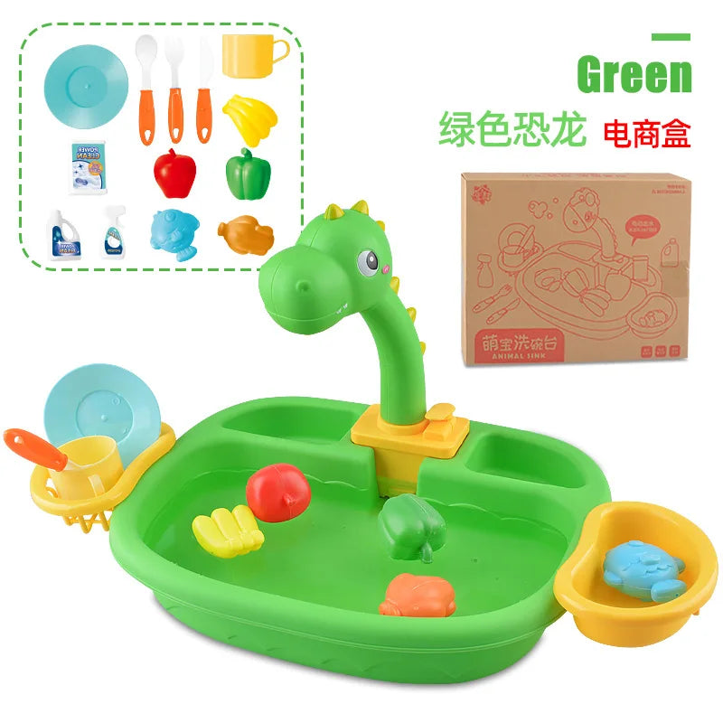 Electric Kitchen Sink Playset – Pretend Dishwasher Toy Set