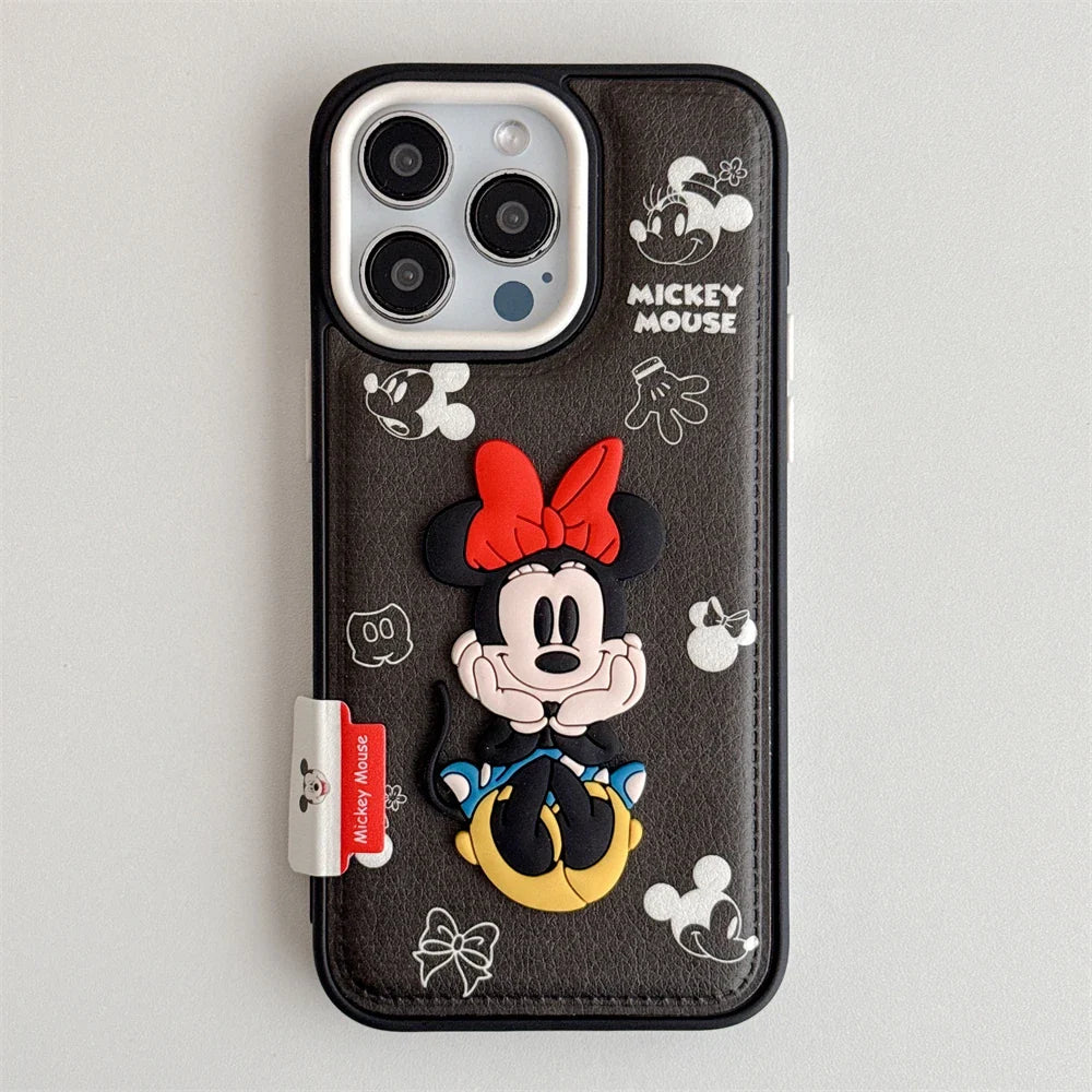 Disney Mickey Minnie Mouse Cute Leather Phone Case
