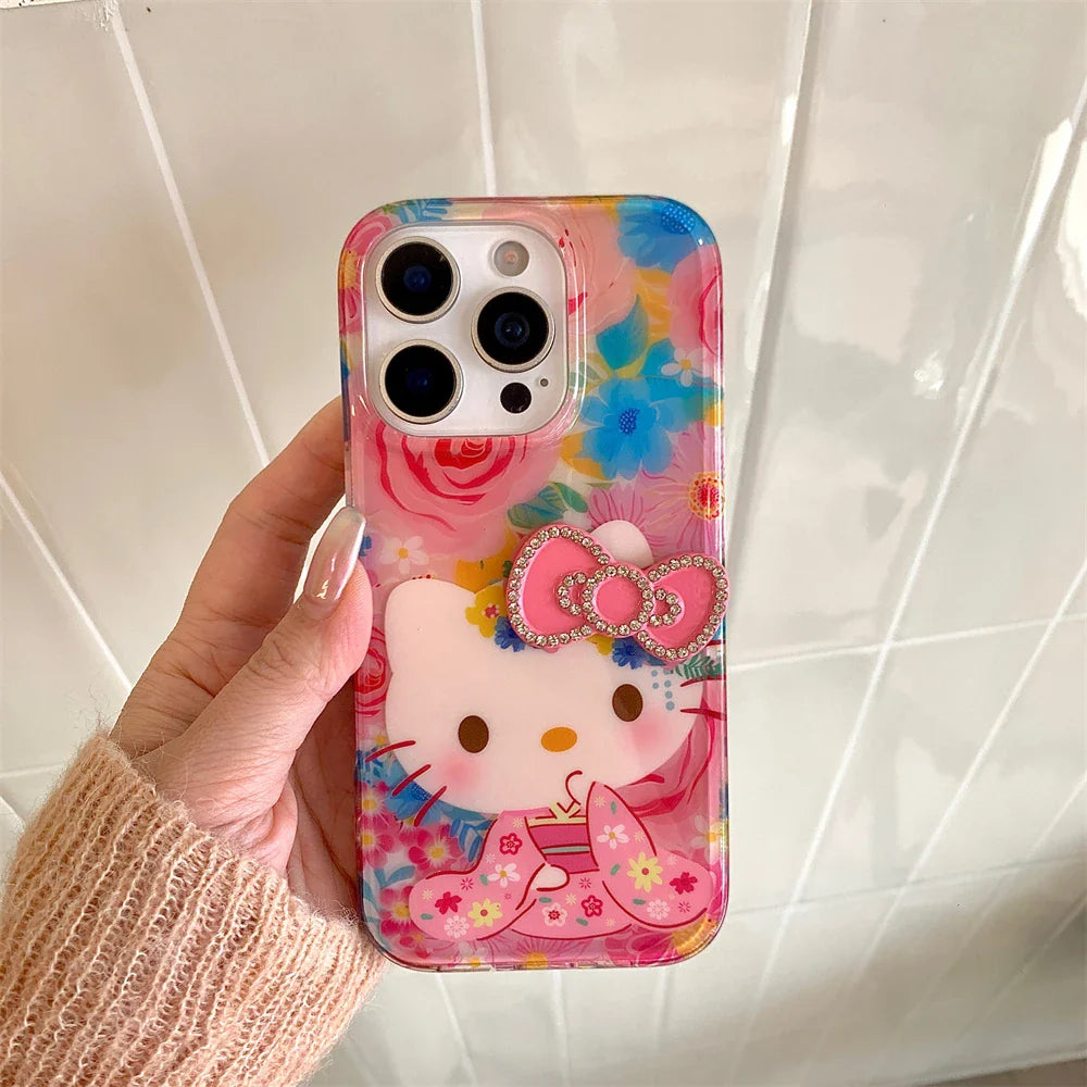 Hello Kitty Pink Diamond Bow Cute Flower Phone Case