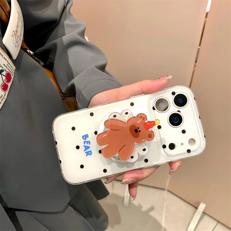 Simple Black Polka Dot Magnetic Phone Case For iPhone