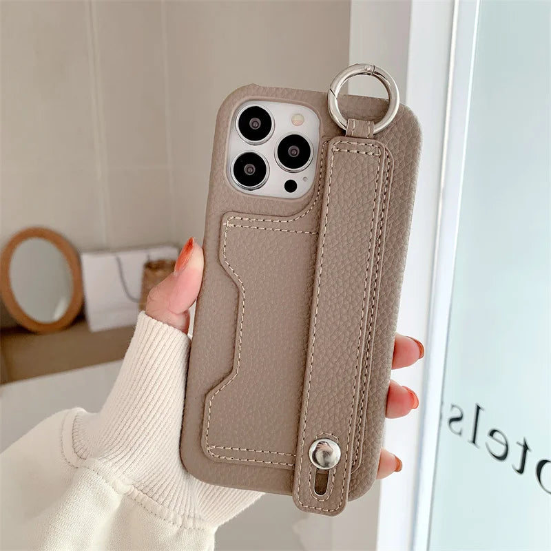 Cute Card Slot Bag Wristband Phone Holder Case For iPhone