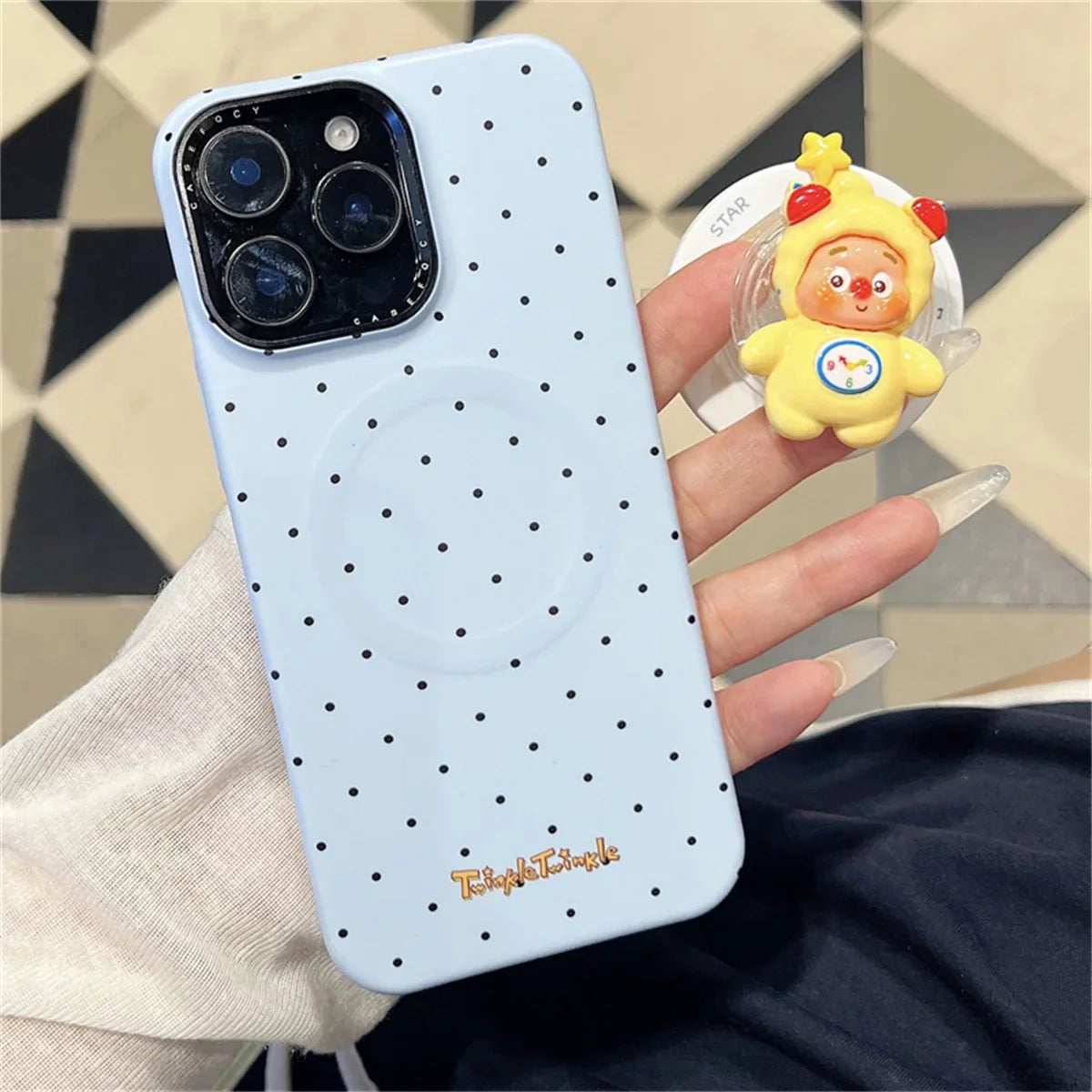 Fashion Blue Polka Dot Star Magnetic Phone Case For iPhone