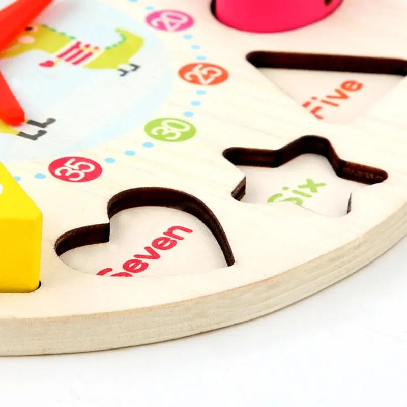 Wooden Lion Clock Puzzle – Educational Learning Toy for Kids
