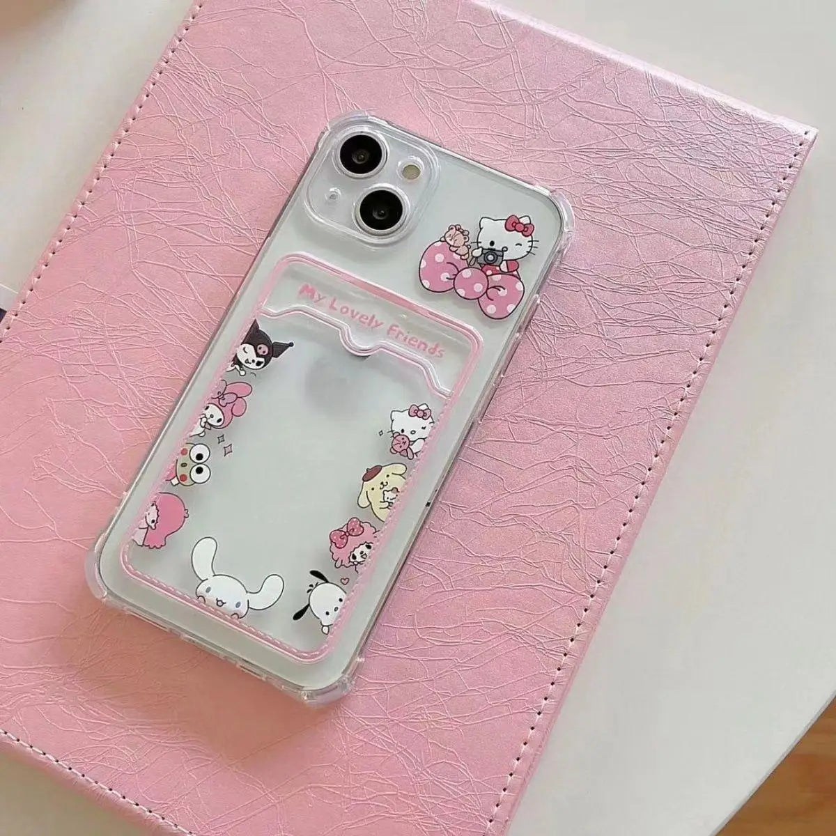 Kuromi Melody Card Holder Slot Bag Soft Silicone Phone Case For iPhone