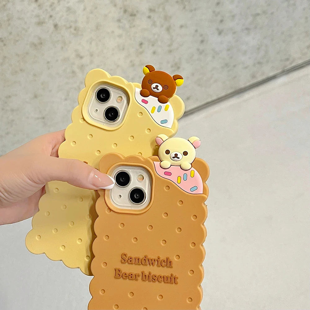 Funny Sandwich Rilakkuma Bear Biscuit Phone Case