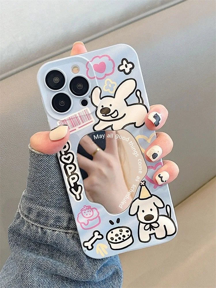 Cute Line Cat Mirror Phone Case
