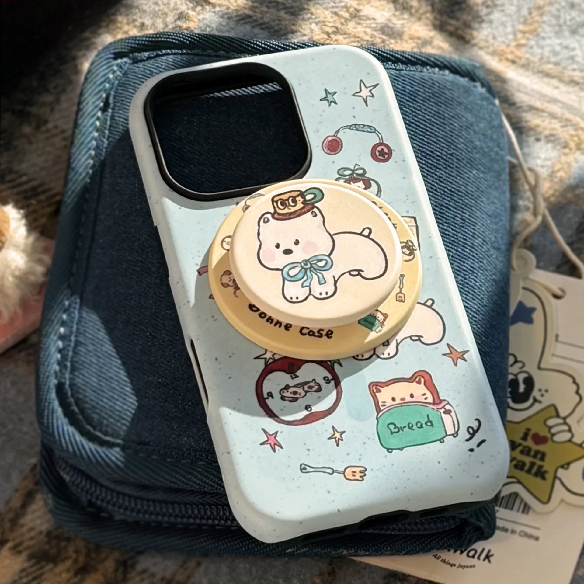 Splash-ink Cartoon Puppy Magnetic Holder Phone Case For iPhone
